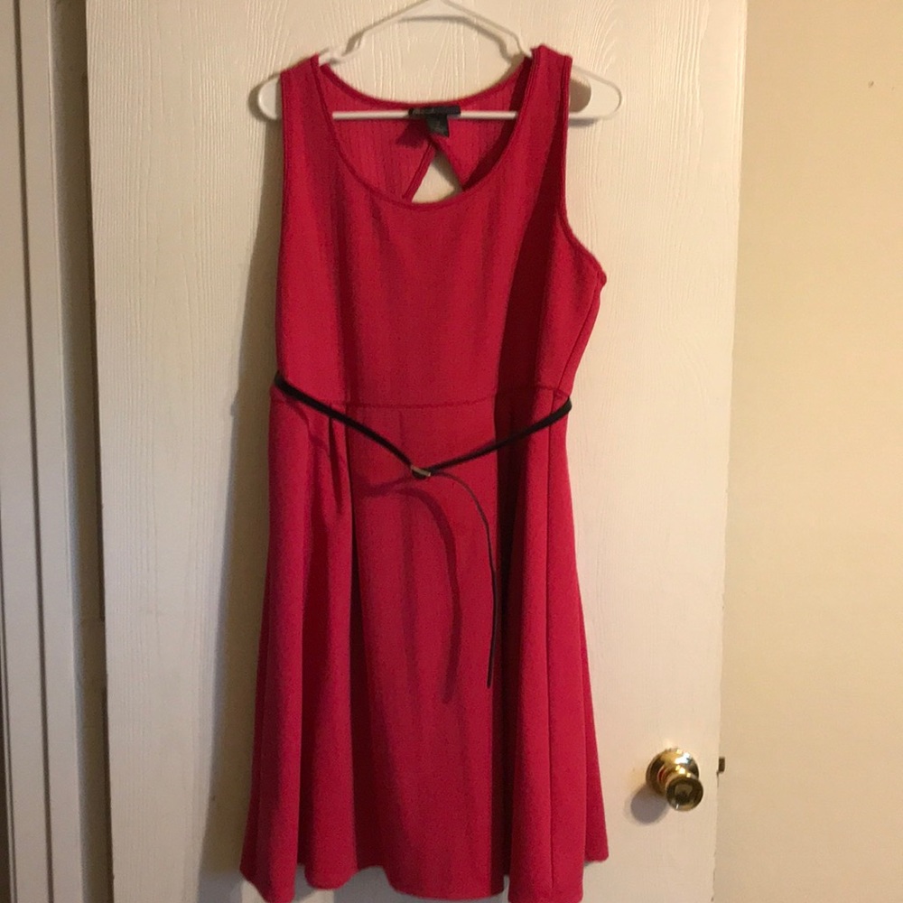 Pink dress with matching thin black belt